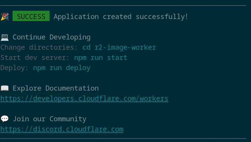 Application created successfully